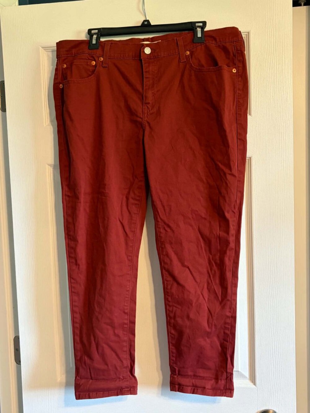 Levis Boyfriend Pants 34 Rust Red Terracotta Chino Crop Stretch